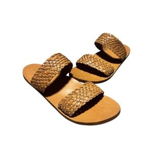 Beek Flicker Leather Woven Sandals Handmade Quiet Luxury Bohemian Tan Size 9 NWT